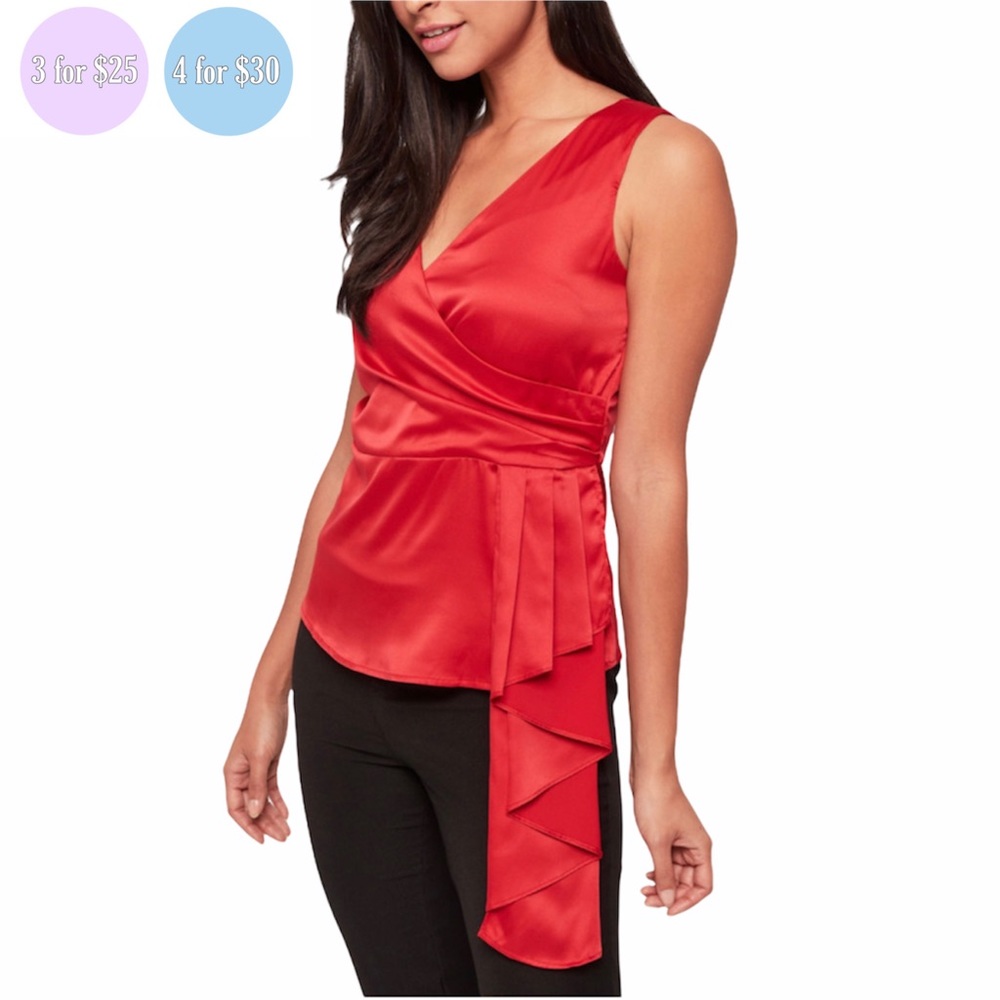 💛NWT Sleeveless Satin Wrap Blouse